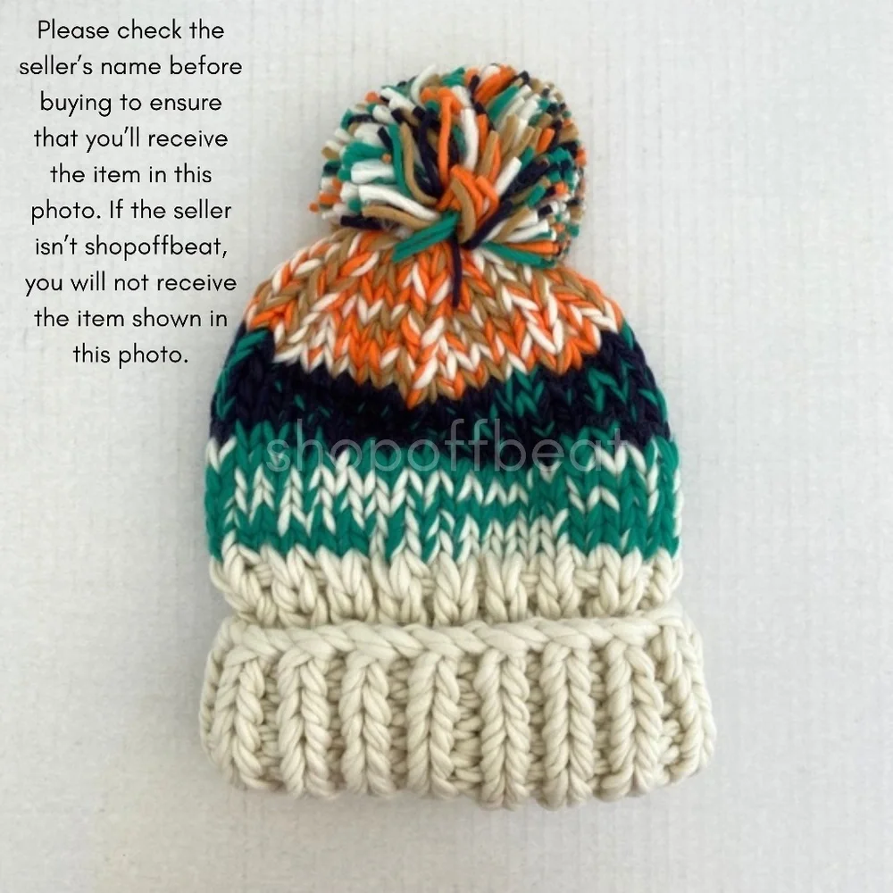 NEW Free People Tide Stripe Knit Pom Beanie Ivory